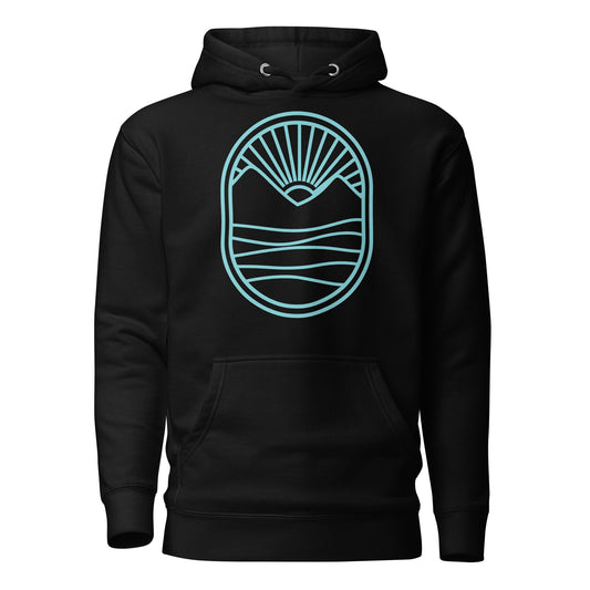 Mountain & Water / Black & Turquoise Hoodie